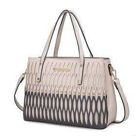 MKF Collection Quinn Triple Compartment Color Block Tote Handbag Women by Mia K (Material: Gold tone hardware, Color: Lt Grey)