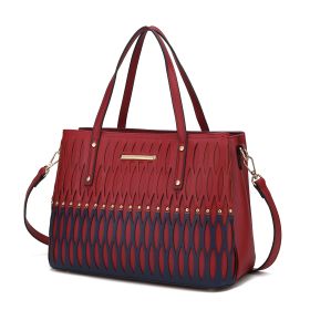 MKF Collection Quinn Triple Compartment Color Block Tote Handbag Women by Mia K (Material: Gold tone hardware, Color: Wine)