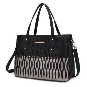 MKF Collection Quinn Triple Compartment Color Block Tote Handbag Women by Mia K (Material: Gold tone hardware, Color: Black)