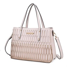 MKF Collection Quinn Triple Compartment Color Block Tote Handbag Women by Mia K (Material: Gold tone hardware, Color: Blush)