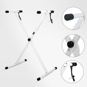 5 CORE Keyboard Stand Single X Style Adjustable Digital Electric Piano Riser Durable & Sturdy Music Synthesizer Holder Stands For 61 76 88 Keys - KS 1 (Color: KS 1X WH)