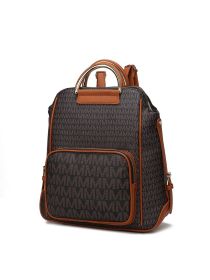 MKF Collection June M logo Printed Vegan Leather Women Backpack by Mia k (Material: Vegan Leather, Color: brown)