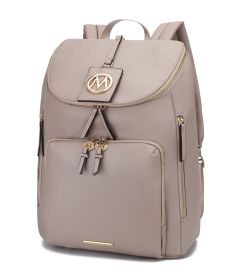 MFK Collection Angela Large Backpack by Mia K (Material: Vegan Leather, Color: Beige)