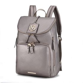 MFK Collection Angela Large Backpack by Mia K (Material: Vegan Leather, Color: Pewter)