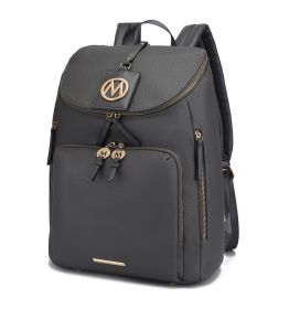 MFK Collection Angela Large Backpack by Mia K (Material: Vegan Leather, Color: Charcoal)