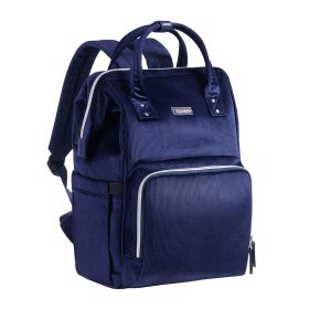 SUNVENO Velvet Stitching Diaper Bag Backpack Large Capacity Tote Shoulder Nappy Bag Organizer for Baby Care with Insulated Pockets,Waterproof Fabric (Color: Navy)