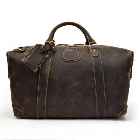 The Eira Duffle Bag | Vintage Leather Weekender (Color: Dark Brown)