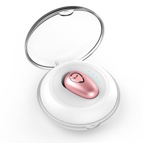 IPX5 Waterproof Unilateral Wireless Earbud Mini In-Ear Headset Rechargeable with Built-in Mic Charging Case Sweat Resistant Earphone (Color: Rose Gold)