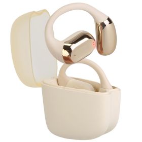 Wireless V5.4 Open Ear Earbuds with Earhook LED Display Charging Case IPX5 Waterproof 300Hrs Standby Time Touch Control Stereo Sport Headphones for Wo (Color: Beige)