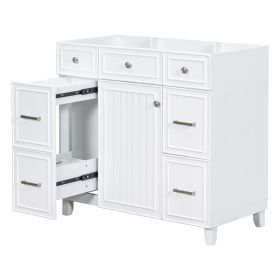 [Cabinet Only] 36" Bathroom Vanity(Sink not included) (Material: Solid Wood+MDF, Color: White)