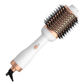 4 In 1 Hair Dryer Brush Curling Brush Hair Styler Volumizer Straightener Negative Ion Anti-frizz Hot-Air Hair Brush for All Hair Types Black White (Color: White)