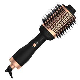 4 In 1 Hair Dryer Brush Curling Brush Hair Styler Volumizer Straightener Negative Ion Anti-frizz Hot-Air Hair Brush for All Hair Types Black White (Color: Black)