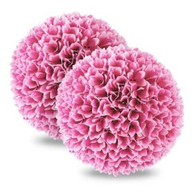 2 Pieces Artificial Plant Topiary Balls Faux Boxwood Decorative Balls (Color: Pink)