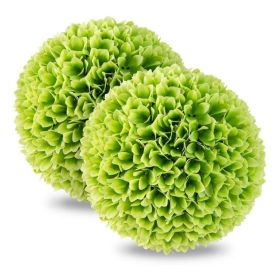 2 Pieces Artificial Plant Topiary Balls Faux Boxwood Decorative Balls (Color: Green)