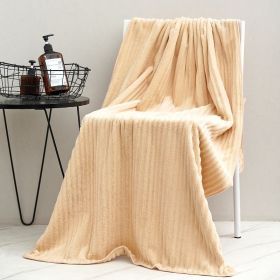 1 piece of 175*90cm coral velvet thickened drawstring solid color bath towel (Color: apricot)