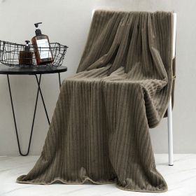 1 piece of 175*90cm coral velvet thickened drawstring solid color bath towel (Color: Dark brown color)