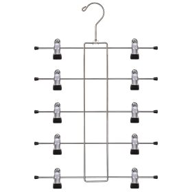 Metal Hanger with Clips 5 Tier | Made of Alloy Steel, with Non-Slip Clips, Folding Frame, & Folding Hook to Hold Skirts, Shorts (Count: 2 pcs)