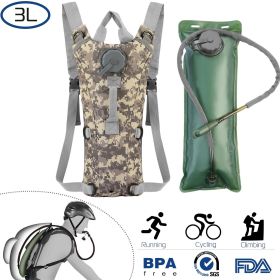 Tactical Hydration Pack 3L Water Bladder Adjustable Water Drink Backpack (Color: ACU, size: 3L)