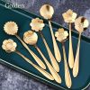 8Pcs Stainless Steel Flower Spoon Coffee Tea Spoon Cute Ice Cream Dessert Spoon Silver Christmas Gifts Kitchen Tableware Decor