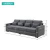 [VIDEO provided] [New] 104" 4-Seater Modern Linen Fabric Sofa with Armrest Pockets and 4 Pillows,Minimalist Style Couch for Living Room, Apartment