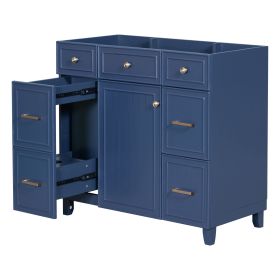 [Cabinet Only] 36" Bathroom Vanity(Sink not included) (Material: Solid Wood+MDF, Color: Navy blue)