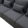 [VIDEO provided] [New] 104" 4-Seater Modern Linen Fabric Sofa with Armrest Pockets and 4 Pillows,Minimalist Style Couch for Living Room, Apartment