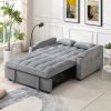 Modern Velvet Loveseat Futon Sofa Couch w/Pullout Bed,Small Love Seat Lounge Sofa with adjustable Reclining Backrest,Toss Pillows, Pockets