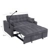 Modern Velvet Loveseat Futon Sofa Couch w/Pullout Bed,Small Love Seat Lounge Sofa with adjustable Reclining Backrest,Toss Pillows, Pockets