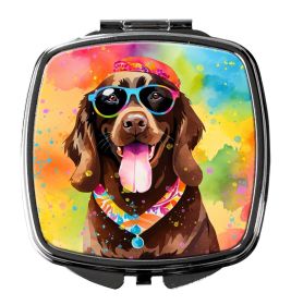 Chocolate Labrador Hippie Dawg Compact Mirror Decorative Travel Makeup Mirror for Women Girls Gifts Pocket Makeup Mirror Folding Handheld (Default: Default)