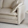 Mid-Century Modern Couch 3-Seater Sofa with 2 Armrest Pillows and 3 Toss Pillows, Couch for Living Room Beige Chenille