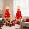 Lighted Santa Hat Style Christmas Tree Set of 2, 4ft Artificial Tree with Warm White Lights, Christmas Tree for Decoration Inside and Outside