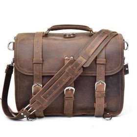 The Gustav Messenger Bag | Large Capacity Vintage Leather Messenger Bag (Color: brown)