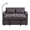 Modern Velvet Loveseat Futon Sofa Couch w/Pullout Bed,Small Love Seat Lounge Sofa with adjustable Reclining Backrest,Toss Pillows, Pockets