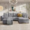 Orisfur. Reversible Sectional Sofa Space Saving with Storage Ottoman Rivet Ornament L-shape Couch for Large Space Dorm Apartment