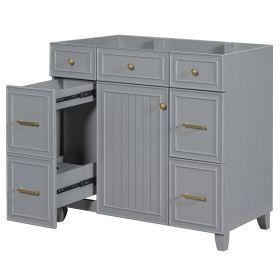 [Cabinet Only] 36" Bathroom Vanity(Sink not included) (Material: Solid Wood+MDF, Color: gray)