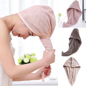 Hair Towel Shower Cap Magic Microfiber Hair Quick Drying Dryer Towel Bath Wrap Cap Quick Hat Turban Dry shower cap hair bonnet (Color: 80g Coffee)