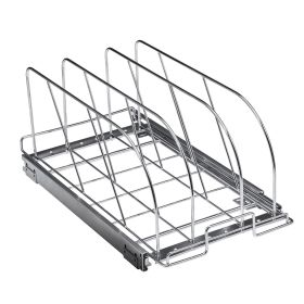 VEVOR Pan and Pot Rack, Expandable Pull Out Under Cabinet Organizer, Cookie Sheet Baking Pans tray Organization, Adjustable Wire Dividers (Number of Layers: Single Layer, Width: 11.7 inch)