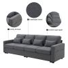 [VIDEO provided] [New] 104" 4-Seater Modern Linen Fabric Sofa with Armrest Pockets and 4 Pillows,Minimalist Style Couch for Living Room, Apartment