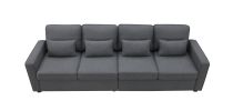 [VIDEO provided] [New] 104" 4-Seater Modern Linen Fabric Sofa with Armrest Pockets and 4 Pillows,Minimalist Style Couch for Living Room, Apartment