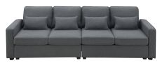 [VIDEO provided] [New] 104" 4-Seater Modern Linen Fabric Sofa with Armrest Pockets and 4 Pillows,Minimalist Style Couch for Living Room, Apartment