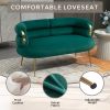 COOLMORE Small Loveseat Sofa, Upholstered Mini Couch with Curved Backrest with Stylish Golden Decor