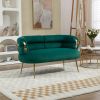 COOLMORE Small Loveseat Sofa, Upholstered Mini Couch with Curved Backrest with Stylish Golden Decor