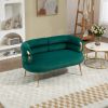 COOLMORE Small Loveseat Sofa, Upholstered Mini Couch with Curved Backrest with Stylish Golden Decor