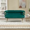 COOLMORE Small Loveseat Sofa, Upholstered Mini Couch with Curved Backrest with Stylish Golden Decor