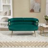 COOLMORE Small Loveseat Sofa, Upholstered Mini Couch with Curved Backrest with Stylish Golden Decor