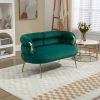 COOLMORE Small Loveseat Sofa, Upholstered Mini Couch with Curved Backrest with Stylish Golden Decor