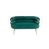 COOLMORE Small Loveseat Sofa, Upholstered Mini Couch with Curved Backrest with Stylish Golden Decor