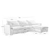 Sectional Sofa Comfy Corduroy Couch for Living Room with Pillows and Round Armrests