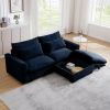 Sectional Sofa Comfy Corduroy Couch for Living Room with Pillows and Round Armrests