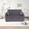 Modern Velvet Loveseat Futon Sofa Couch w/Pullout Bed,Small Love Seat Lounge Sofa with adjustable Reclining Backrest,Toss Pillows, Pockets